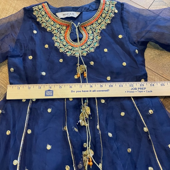 Maria B Girls Formal Dress NWOT Sz 6–8 Navy Blue Embroidered Eid/Wedding Outfit - Picture 9 of 11